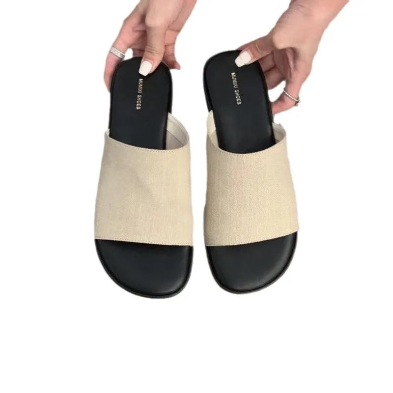 Summer New Casual All-match Flat Slippers Women's Fashionable High-end Outdoor Simple Trendy Sandals Zpaxo