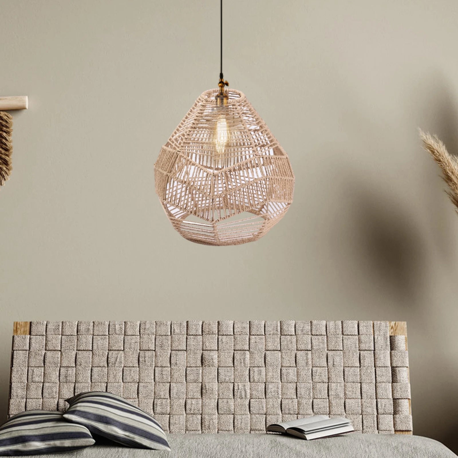 Handwoven Lamp Shade Hanging Light Fixture Cover Lamp Shade Light Fixture Shade Ceiling Light Fixture Kitchen Island Zpaxo