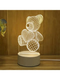 New Battery Style 3D Acrylic Bear Lamp USB LED Night Light for Bedroom Home Birthday Wedding Gifts Creative Bear Design Decor Zpaxo USB bear