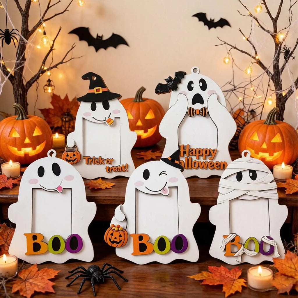 Picture Frame Ghost 5 Wood Halloween Decoration Hangable Photo