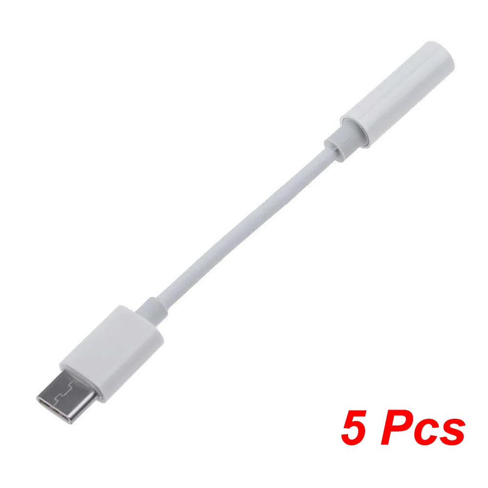 USB C Aux Adapter Type-c Jack Audio Cable Connector Earphones Zpaxo 5PCS White