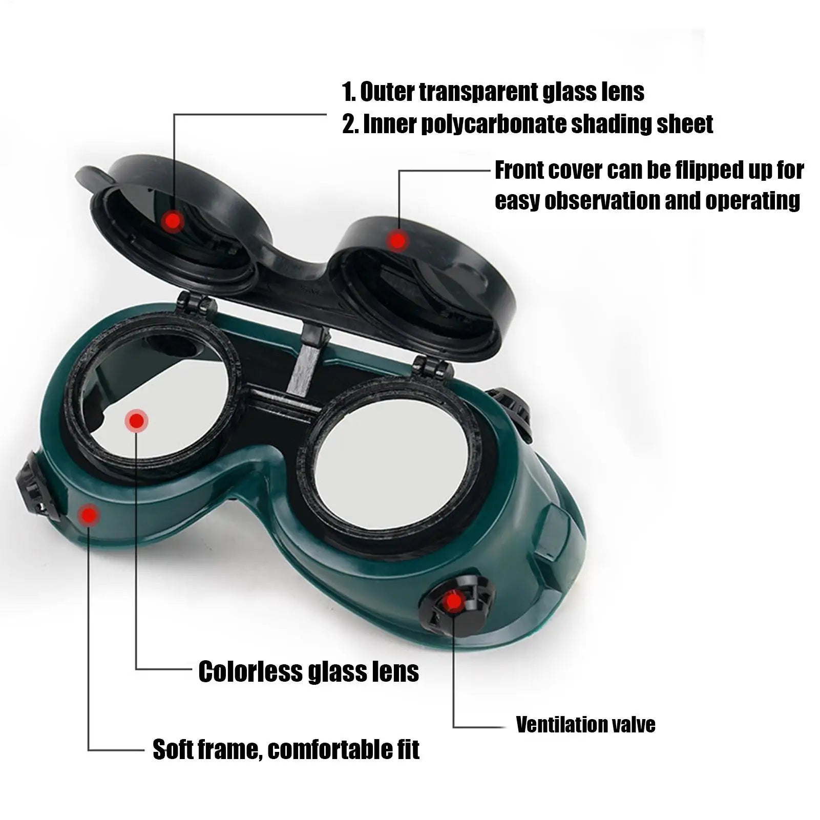 Anti-glare Protective Welding Glasses Portable Welding Goggles With Flipup Safety Protective Grinding Glasses Welder Protection Zpaxo