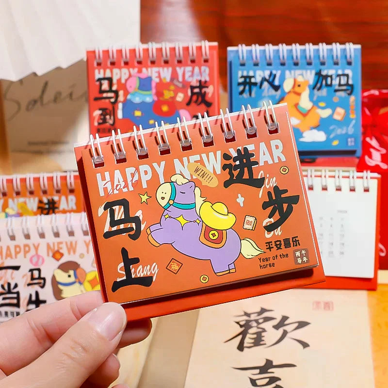 1Pcs 2026 Year Of The Horse Mini Calendar Cartoon Pony Desk Calendar Office School Portable Calendar Schedule Desktop Decoration Zpaxo