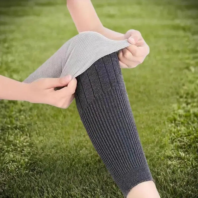 High-grade Wool Cashmere Knee Pads Leg Warmers Pair Grey Black Zpaxo