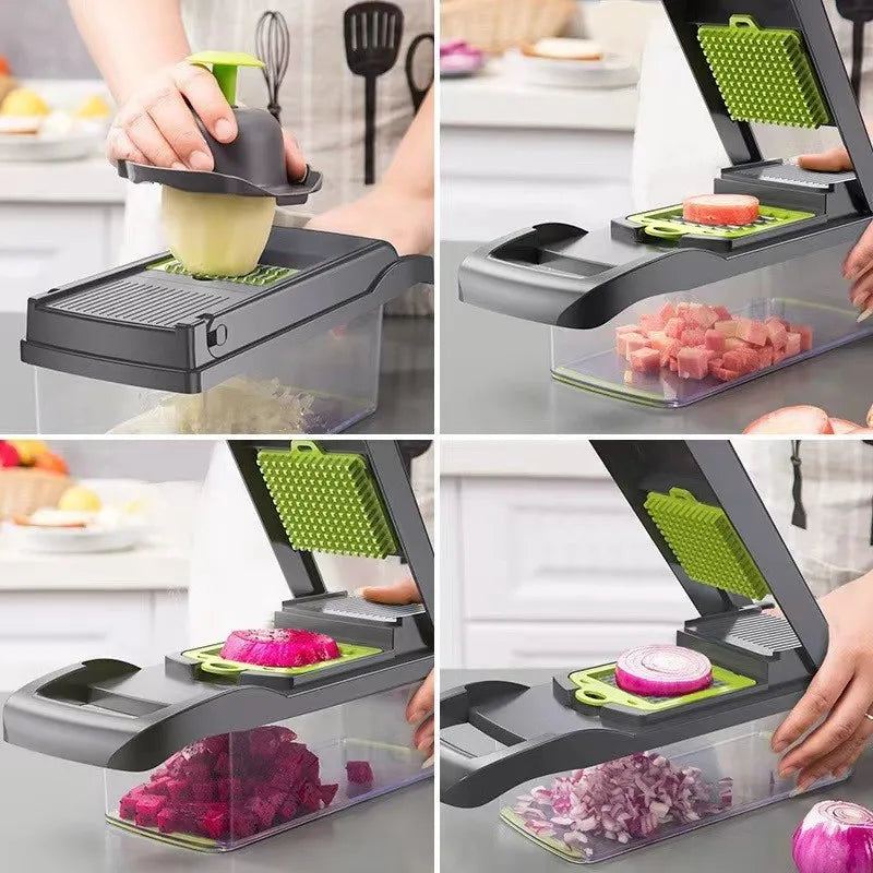 Multifunctional Vegetable Chopper Grate Food Handle Slicer Dicer Cut Zpaxo