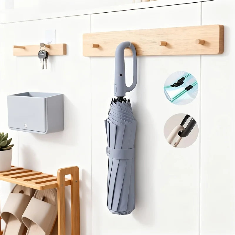 Carabiner Clip, Portable, Hands-free, Automatic Folding Umbrella. Features Reinforced Thickened Windproof Ribs and Canopy Zpaxo
