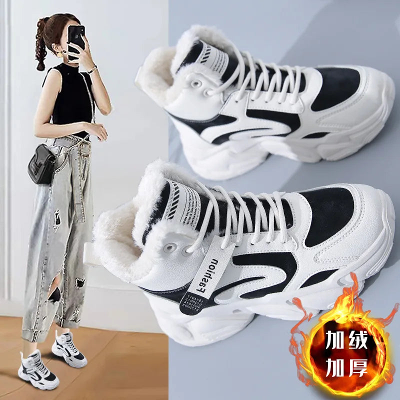 Winter Women Warm Sneakers Platform Snow Boots Ankle Booties Female Zpaxo