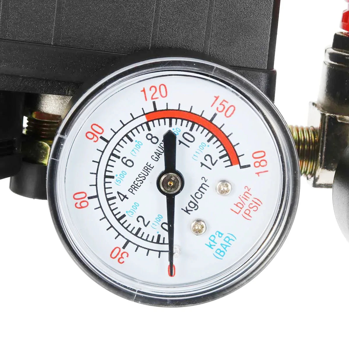 Air Compressor Pressure Switch 90-120PSI Safety Valve Control Manifold Regulator Gauges Safety Valve 1/4"BSP Pneumatic Tool Part Zpaxo