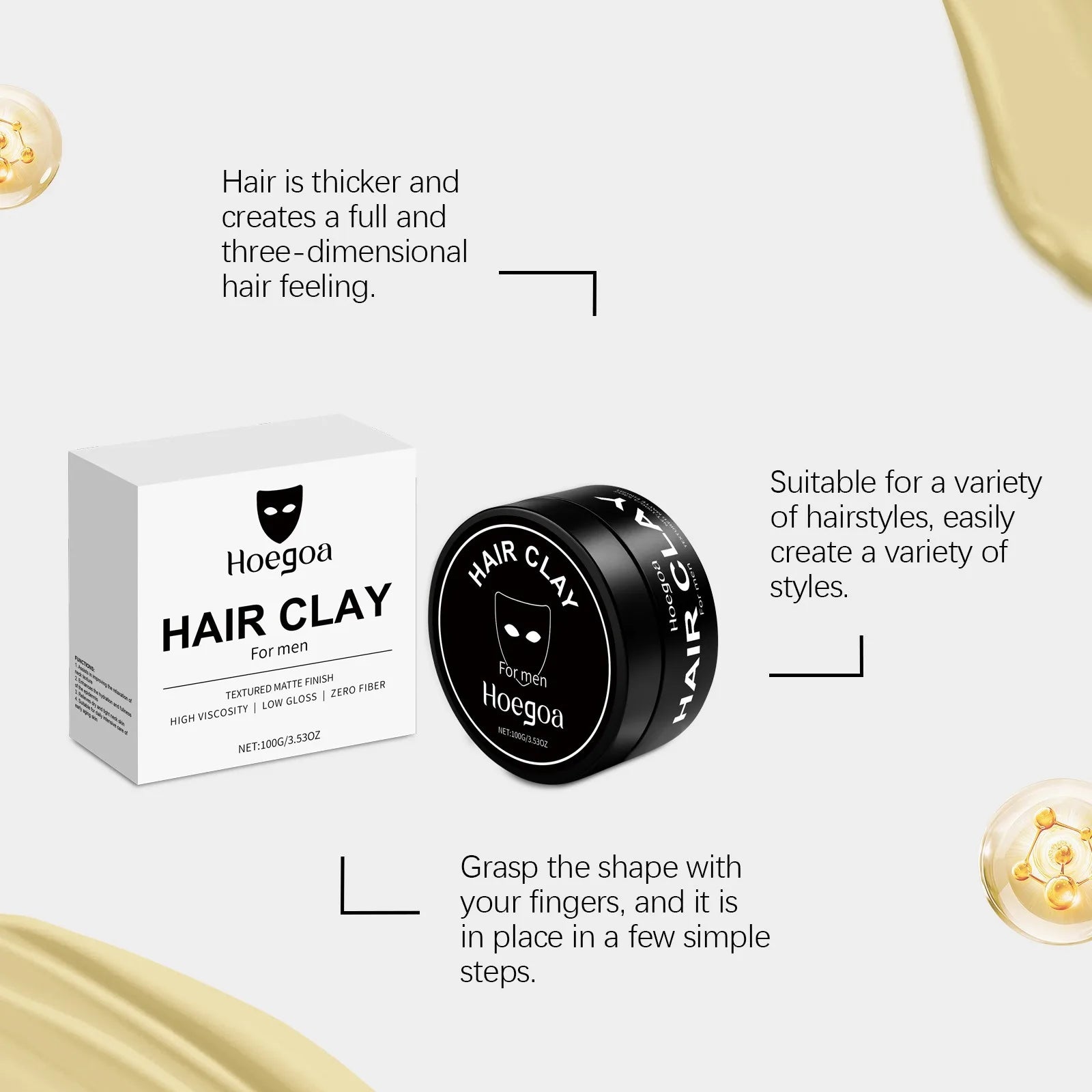 HOEGOA Men's Hair Styling Clay – Strong Hold & Matte Finish Hair Styling Clay Zpaxo