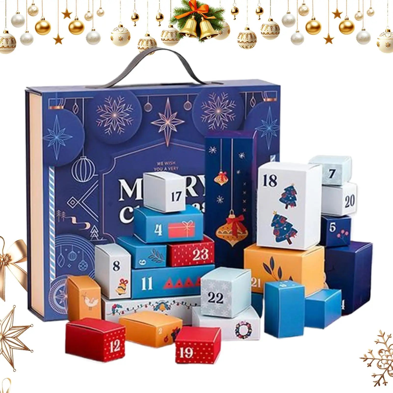 Christmas Countdown Calendar Box 24 Days Advent Snack Container Multi