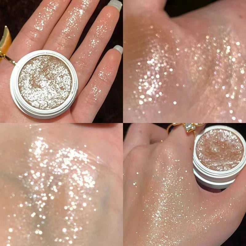 Pearlescent Glitter Eyeshadow Highlighter Palette Shimmer Diamond Brighten Contour Palette Lasting Sparkling Highlighter Makeup Zpaxo