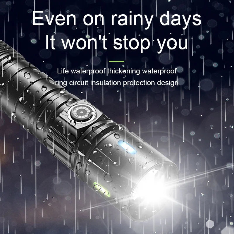 Mikenoon Rechargeable LED Zoom Flashlight | 500m Camping Torch LED Zoom Flashlight Zpaxo