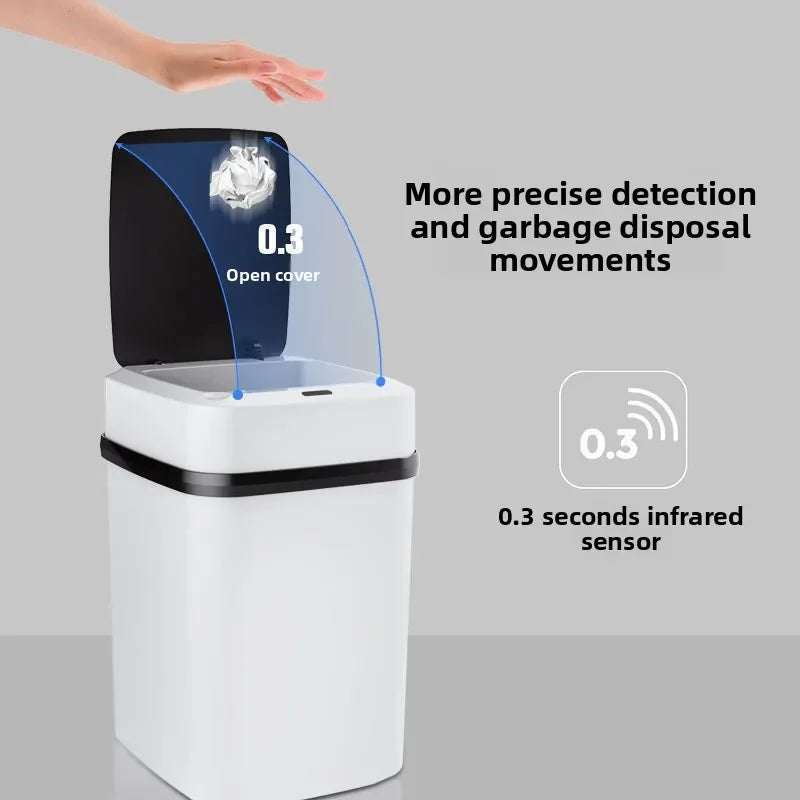 13L Smart Sensor Trash Can Fully Automatic Waterproof for Kitchen Living Room Household Bathroom Toilet Garbage Bin Zpaxo
