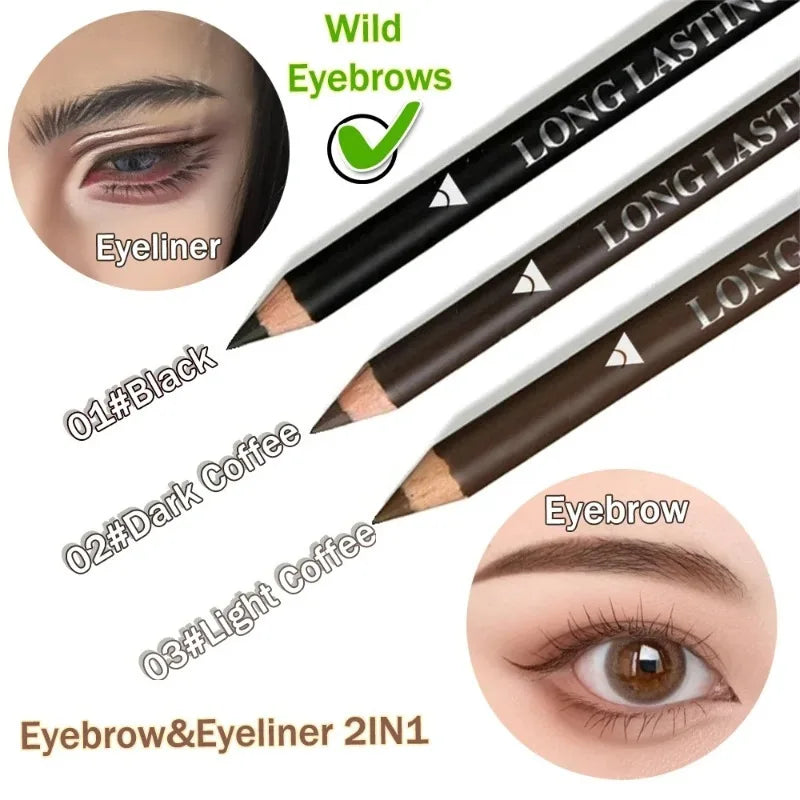 1- Waterproof Black Brown Eyebrow&eyeliner Pencil Long Lasting Sweat