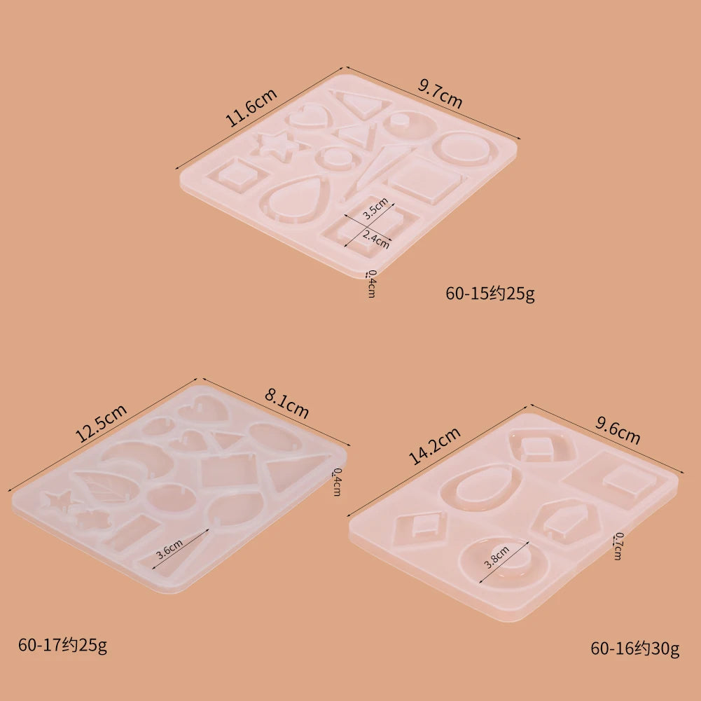Geometric Silicone Earring Mold Pendant Keychain Necklace Jewelry Craft Making Round Square Heart Star Moon Epoxy Resin Mould Zpaxo