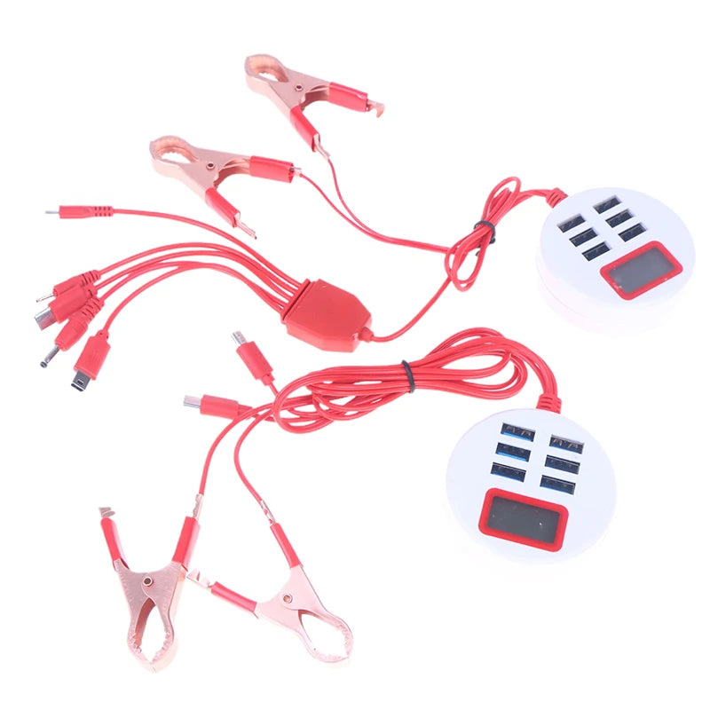 6-Port USB Clip Battery Charger with LCD Display | 5V 1A