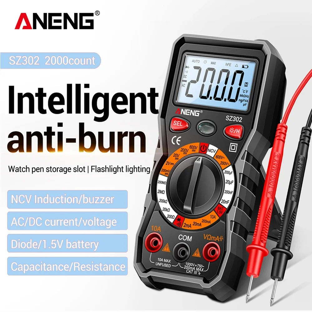 ANENG SZ302 Digital Multimeter AC DC Votage Current Automatic Tester