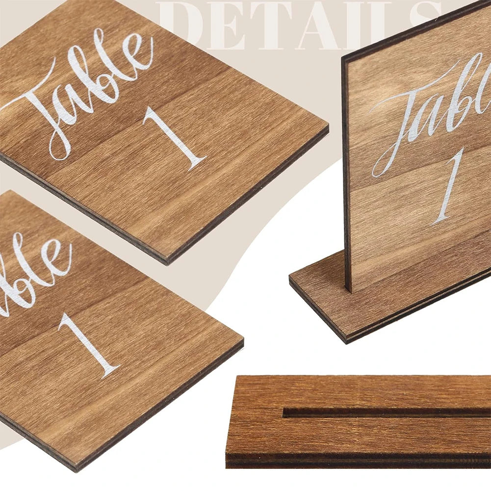 Wedding Centerpieces Wooden Base Tables Markers Bridal Banquet Table