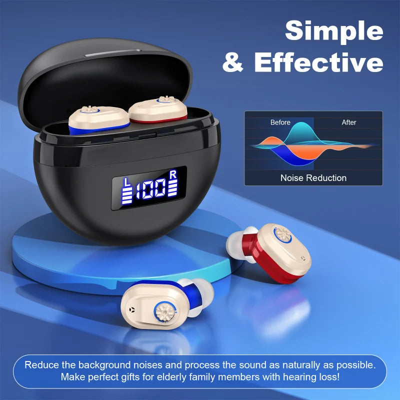 Rechargeable Hearing Amplifiers Earbuds Intelligent Noise Reduction