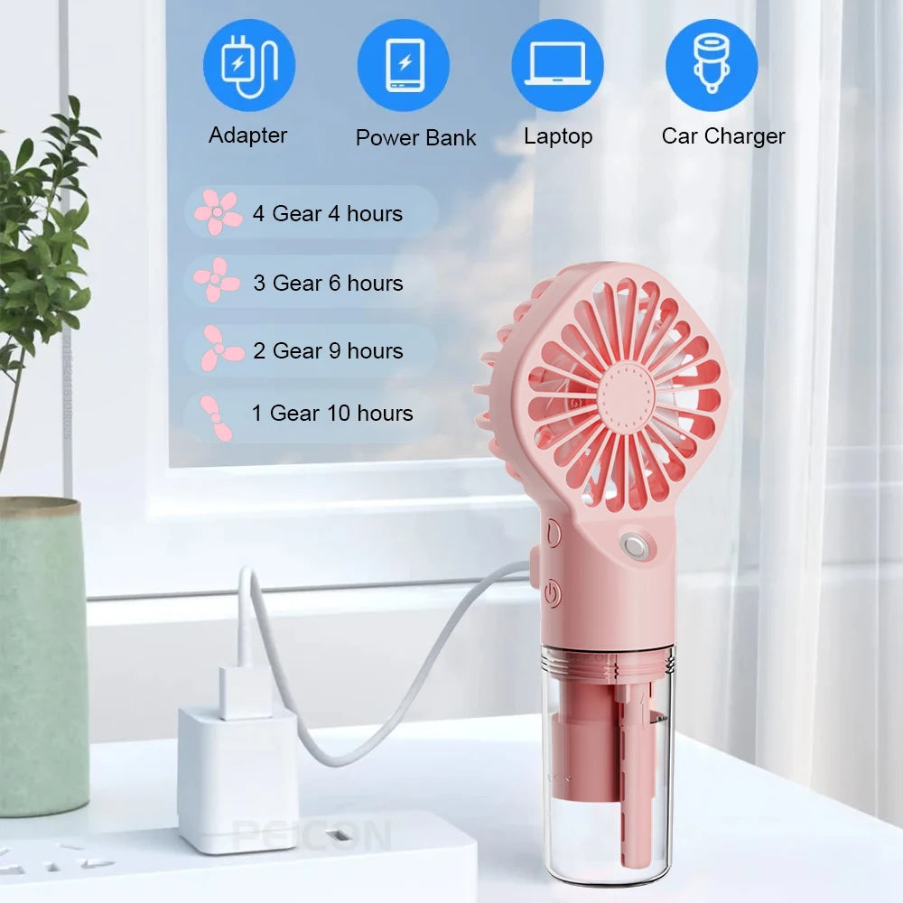 Portable Handheld Mist Fan Rechargeable Personal Spray Water Fans