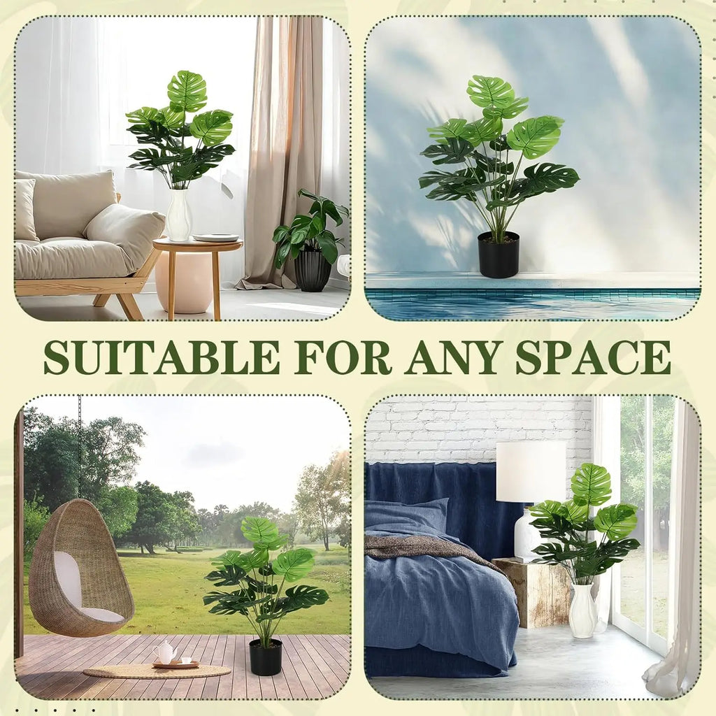 Large UV Resistant Artificial Monstera Leaves | Tropical Faux Greenery