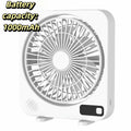 Quiet Operation LED Display Fan Built-in Battery 1000mAh Capacity Zpaxo White