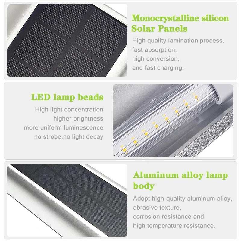 Solar LED Wall Lamp Waterproof Aluminum Tube Billboard Lights for Garden Advertisement Security Spotlights Outdoor Lighting Zpaxo