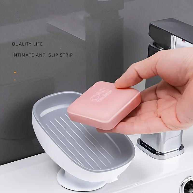 2-Pack Draining Soap Dish Holder – Suction Cup Wall Mount Soap Dish Holder Zpaxo