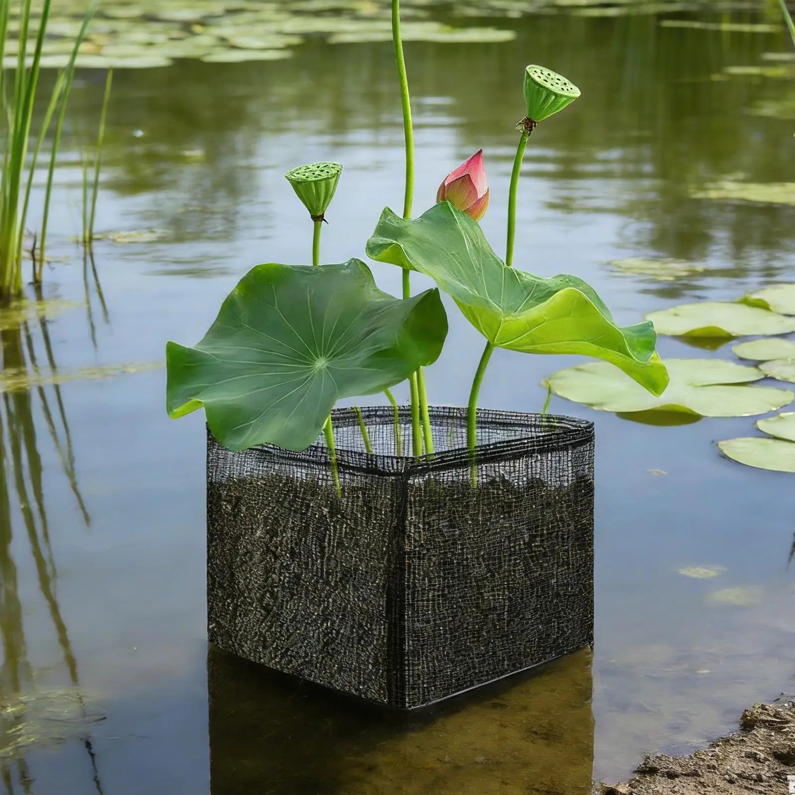 Pond Basket 4 Pieces Reusable Foldable Aquatic Plant Bags Hyacinth Planting Baskets for Home Garden Backyard Yard Pond Balcony Zpaxo