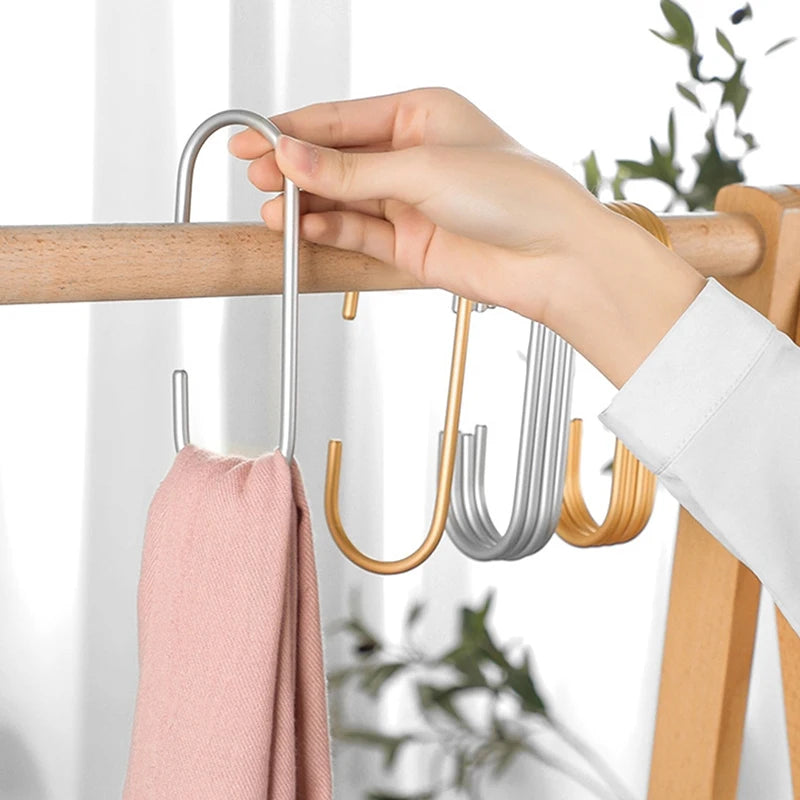 5Pcs Gold/Silver C-Shape Hooks For Closet Multi-functional Hanging Metal Hook For Clothes Bags Hats,closet Organizer System Zpaxo