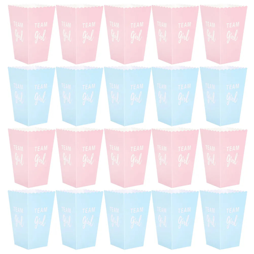 Gender Reveal Party Paper Popcorn Boxes Holders Snack Containers