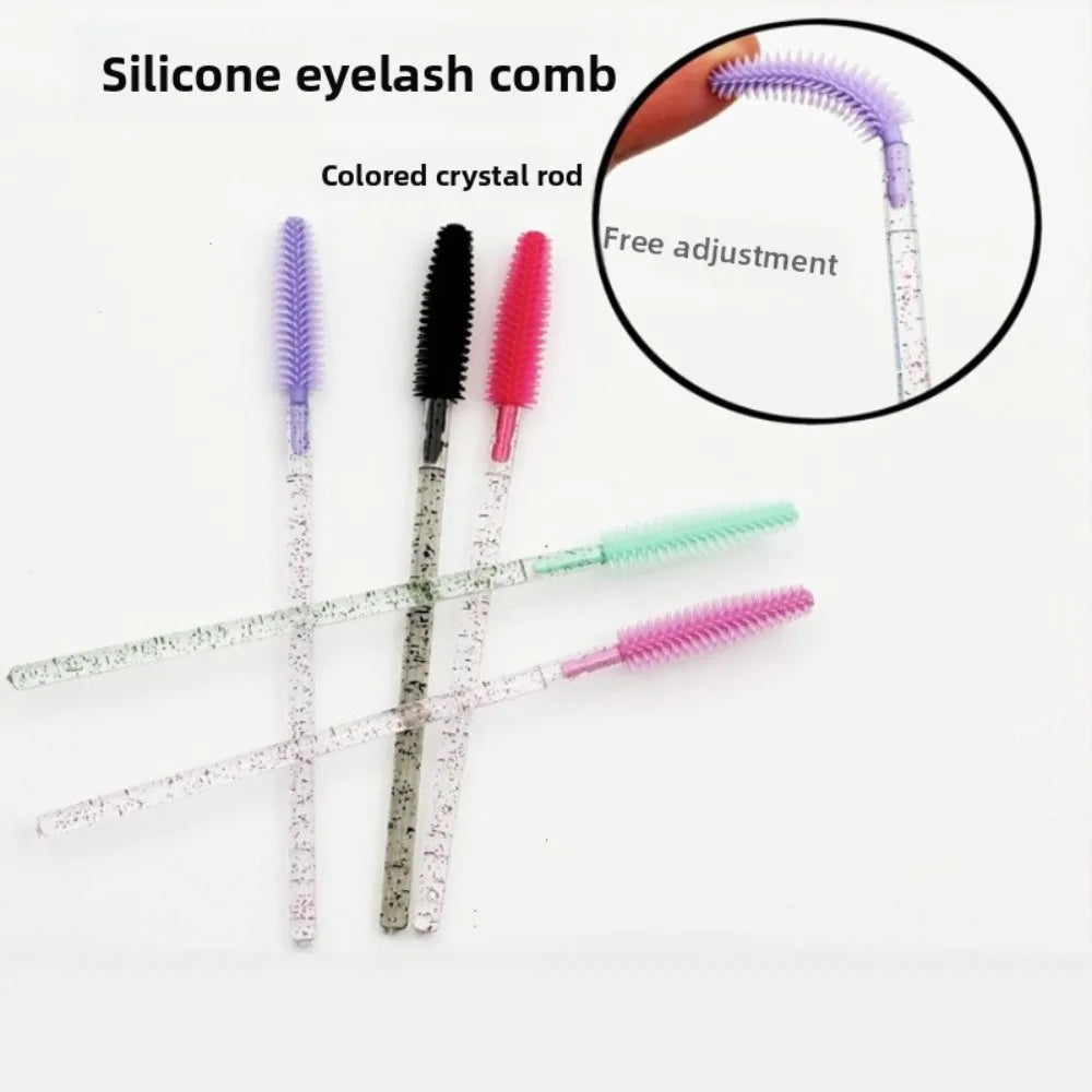 50pcs Crystal Silicone Eyelash Brush Lash Makeup Brushes Eyebrow Comb Eyelashes Extension Spoolie Microbrush Cosmetics Tool Zpaxo