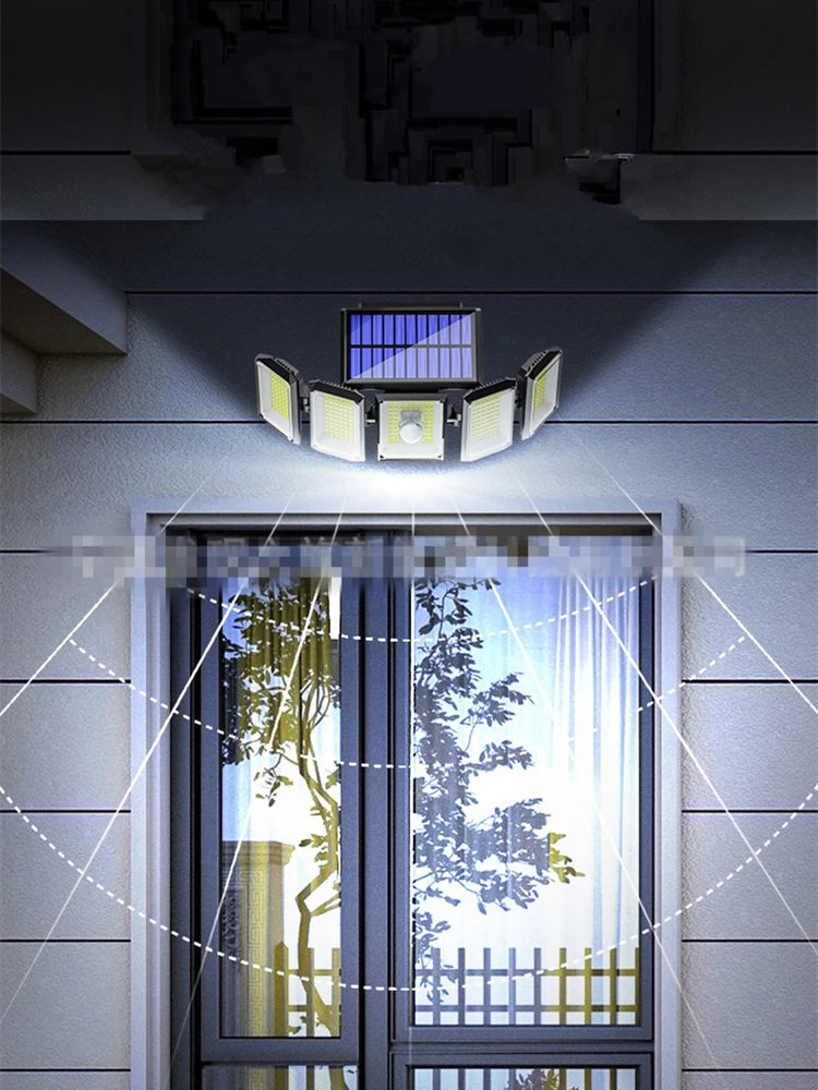IP65 Solar Wall Light – 5-Head Motion Sensor Outdoor LED Lamp Solar Wall Light Zpaxo