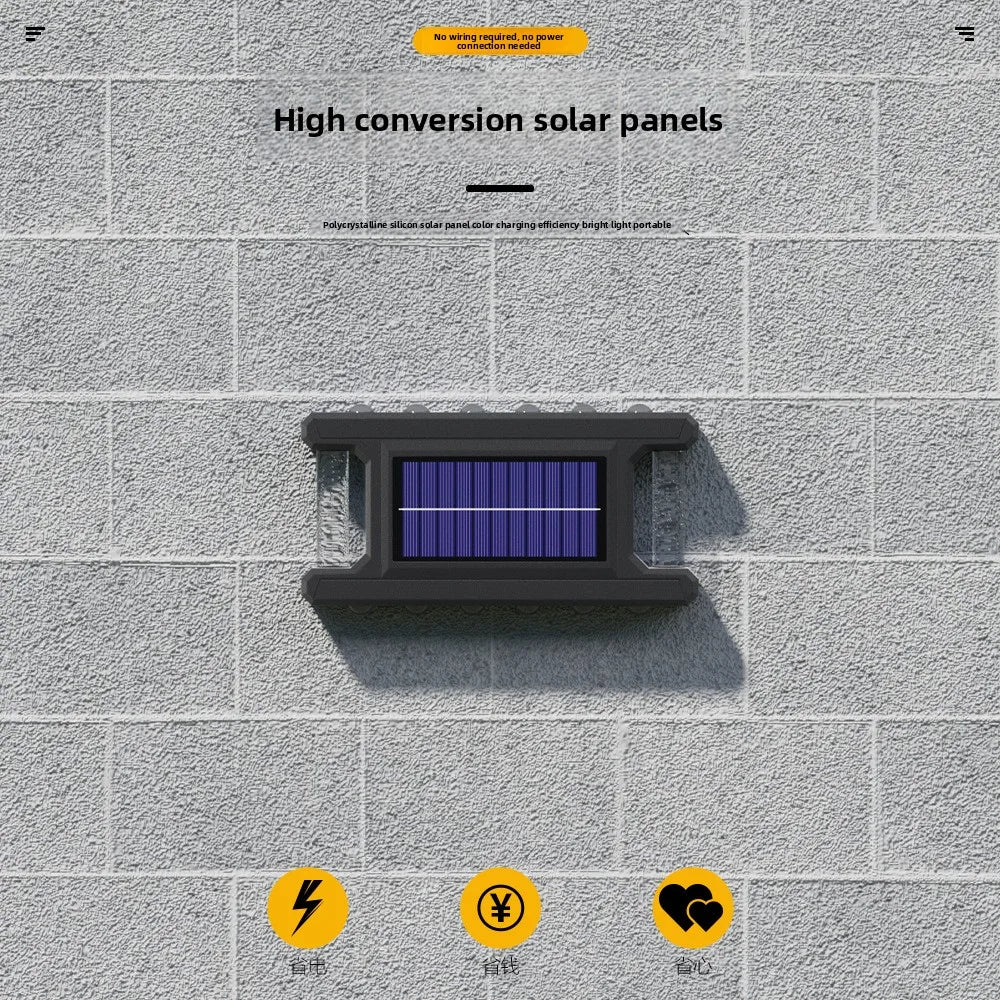 Outdoor Solar Wall Lamp Rainproof Design Garden Courtyard Light Fence