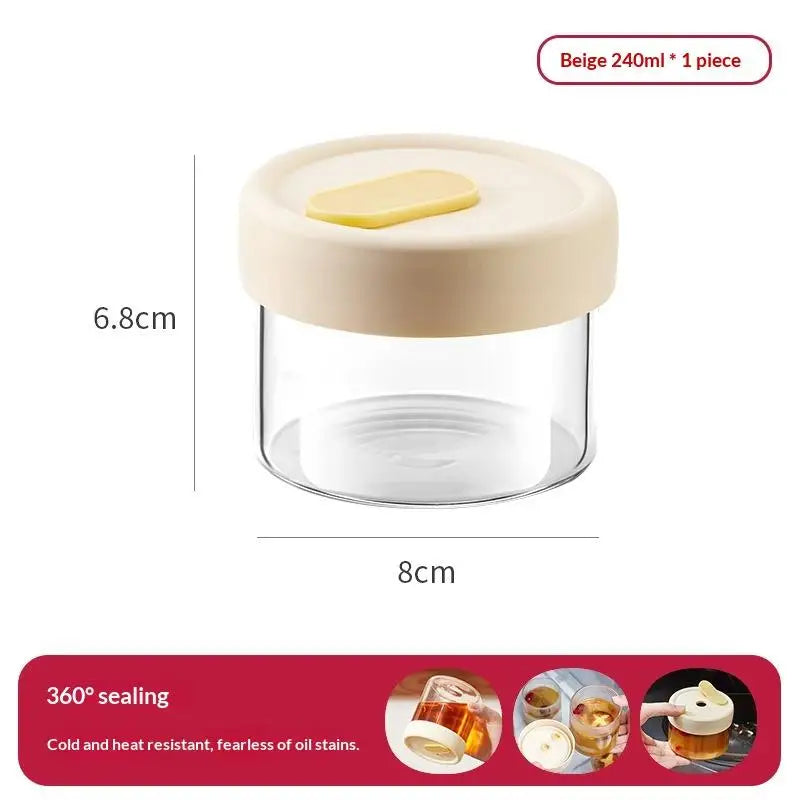 CM1Pc 240 Glass Food Storage Jar Sealed Juice Container Cereals Zpaxo 240ml Beige