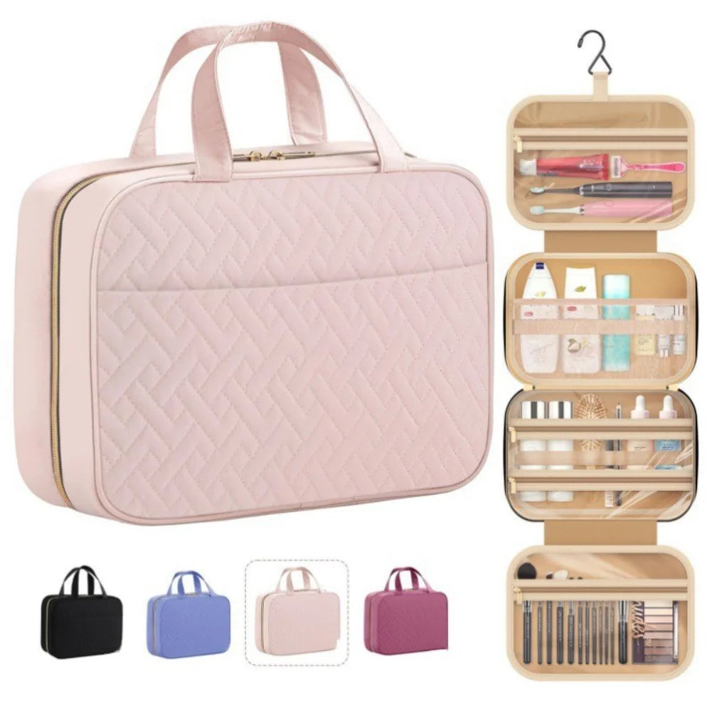 Portable Travel Toiletry Bag with Hook Hanging Toiletry Bag & Cosmetic Pouch Stylish Portable Travel Toiletry Set Zpaxo plum