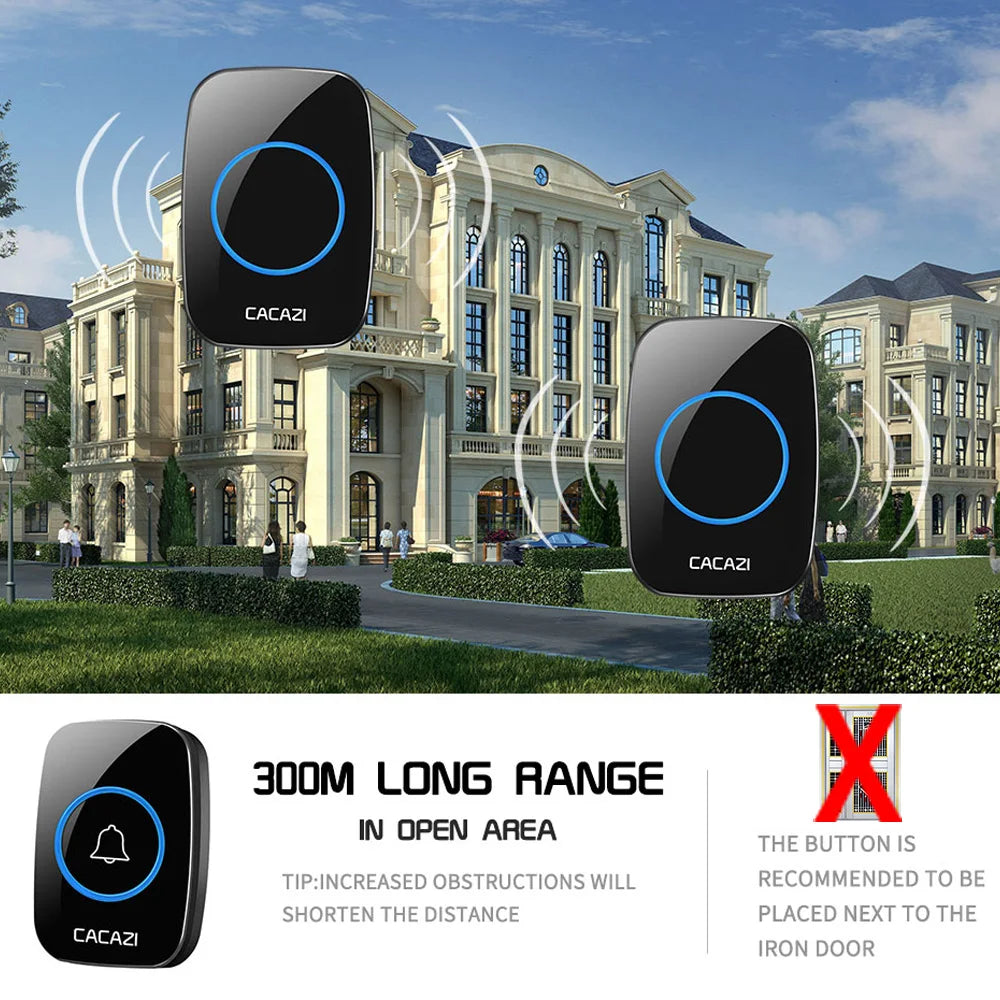 Wireless Doorbell 300m Range Waterproof Home Intelligent Door Bell Zpaxo