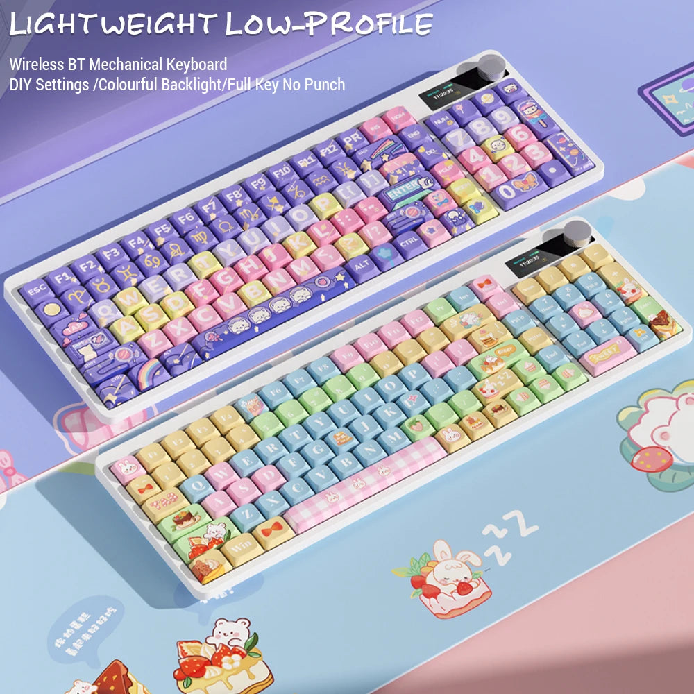 Wireless Keyboard Gaming Mechanical Keyboard Red Switches Colorful Backlight Full Key Metal Knob Ergonomic Keyboard DIY Set Zpaxo