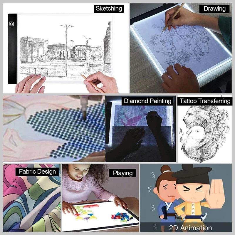 A3/A4/A5 Three Level Dimmable Led Light Pad Drawing Board Pad Tracing Light Box Eye Protection Easier for Diamond Painting Zpaxo