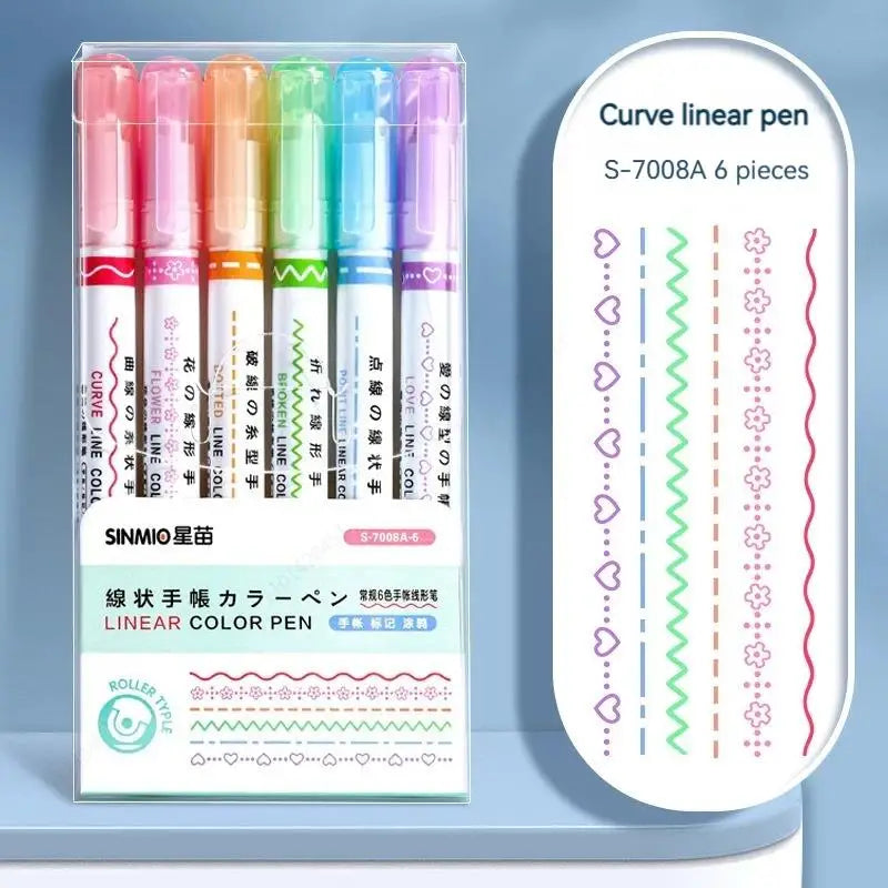 Flower Line Shape Highlighter Pen Journaling Drawing School Design Zpaxo 7008A