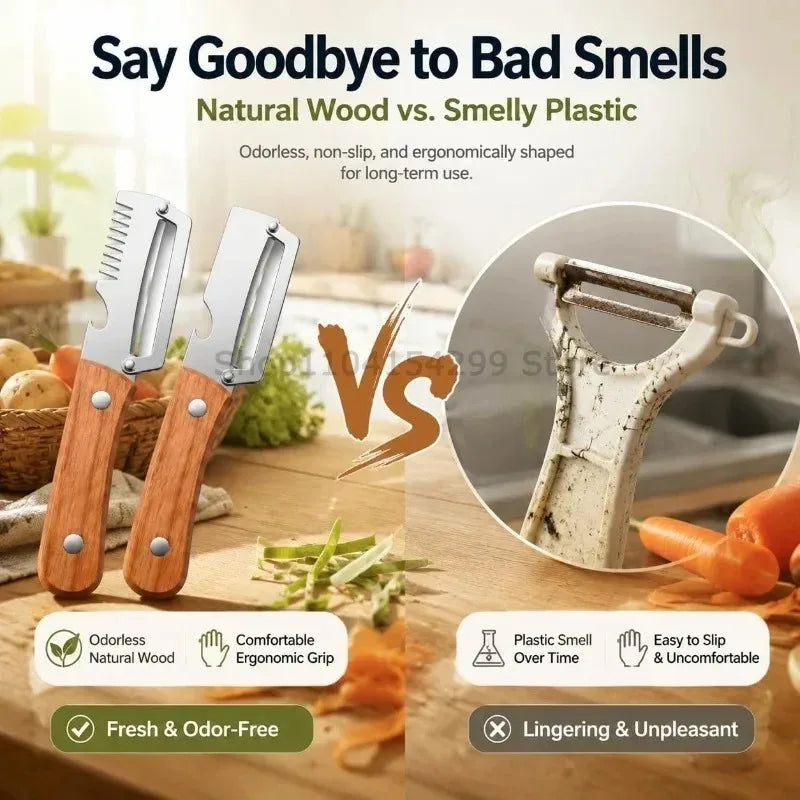 Wooden Handle Paring Knife High Appearance Kitchen Special Fruit Planer Sugarcane Paring Knife Household Thick Scraping Tools Zpaxo