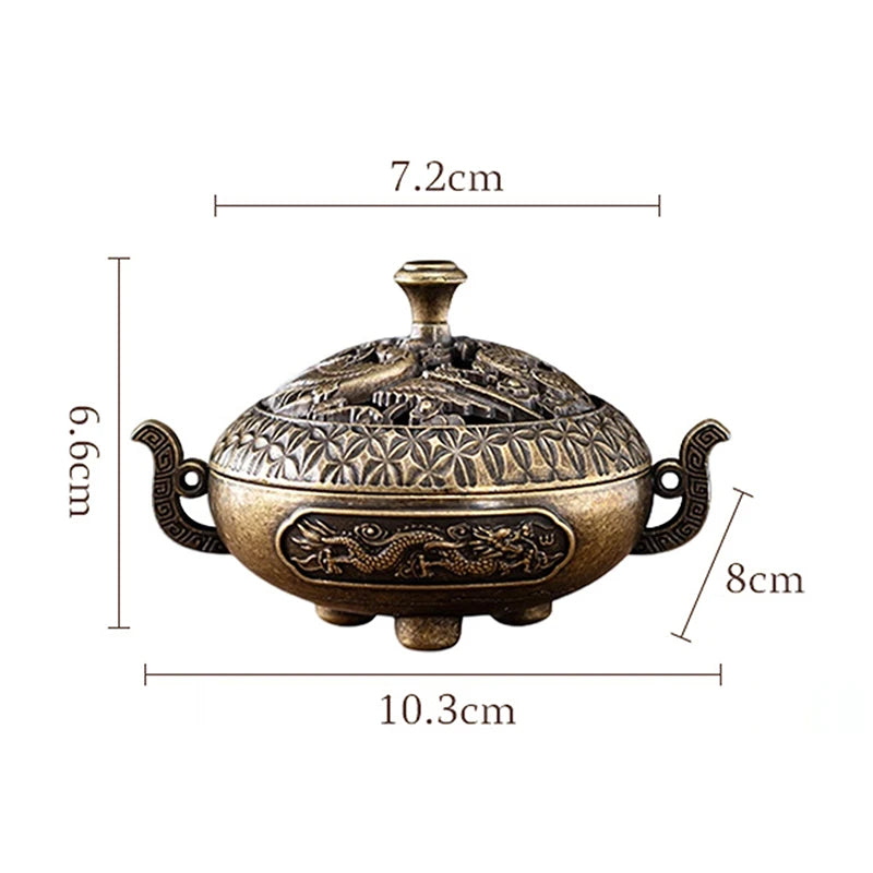 Chinese Antique Incense Burner Hollow Holder Cover Mini Desktop Zpaxo 1Pcs
