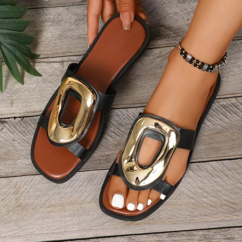 Square Open Toe Women's Comfortable Vintage Hollow Out Breathable Zpaxo
