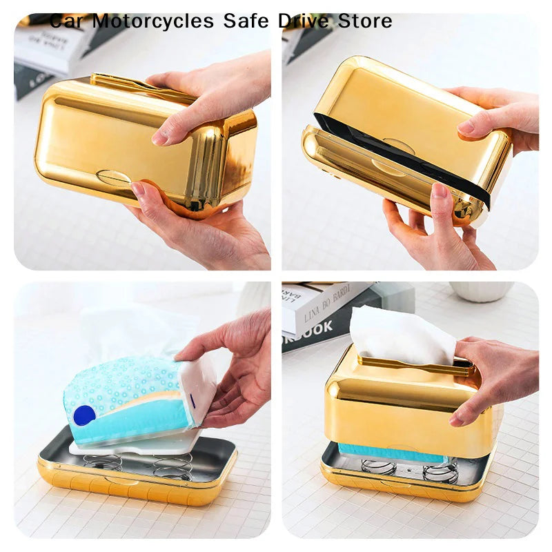 CMCreative Automatic Lift Spring Holder Tissue Box Loaded Bracket Car