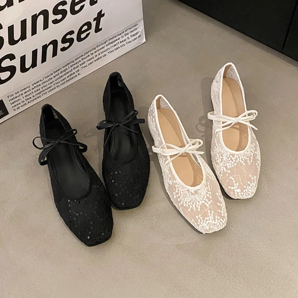 Breathable Women Mary Jane Flats Shoes Fashion Butterfly-knot Laides