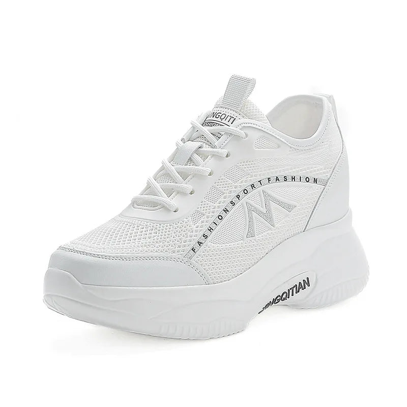 Mesh Platform Wedge Sneakers Women Colorful Glitter Lace Up Design Zpaxo 276 Silver 35 China Mainland