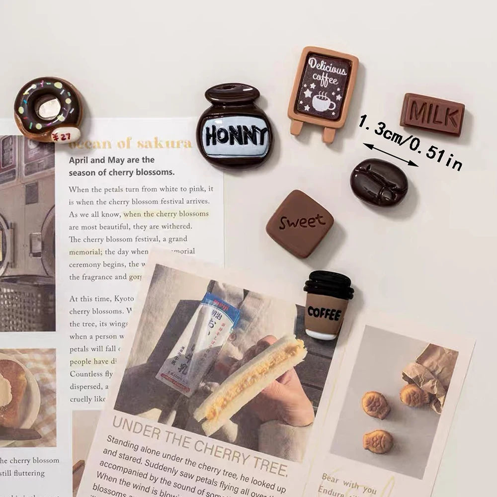 10Pcs Coffee Chocolate Simulation Food Fridge Magnets Whiteboard Stickers Refrigerator Decorative Magnets Kitchen Home Decor Zpaxo