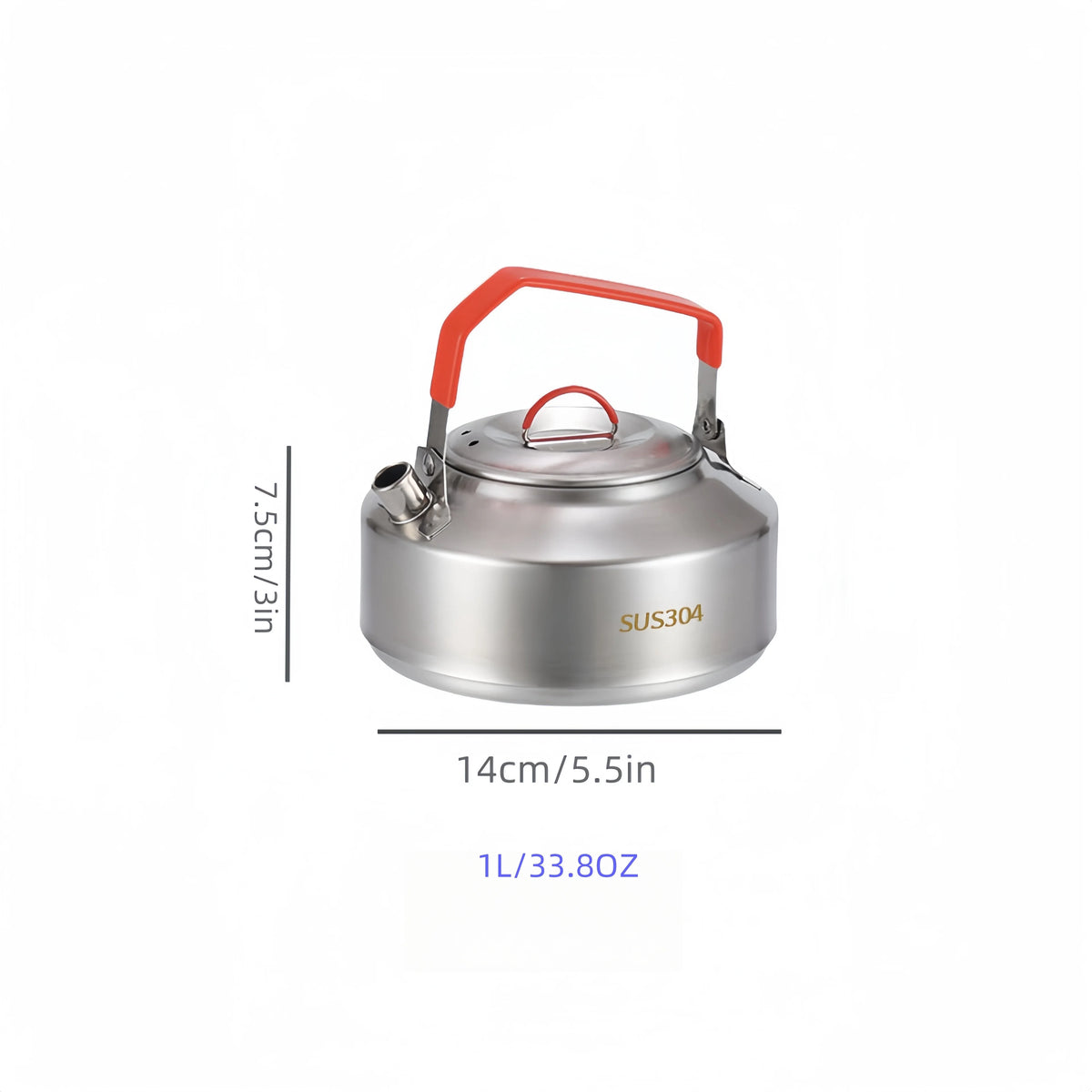 Stainless Steel Camping Kettle Portable Outdoor Picnic Teapot Durable Hiking Water Pot Reusable Coffee Kettle for Backpacking Zpaxo 1L