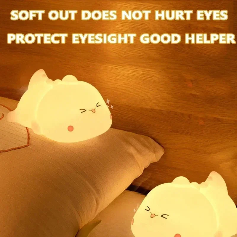 Cute Animal LED Night Light – USB Rechargeable Kids Bedside Lamp
