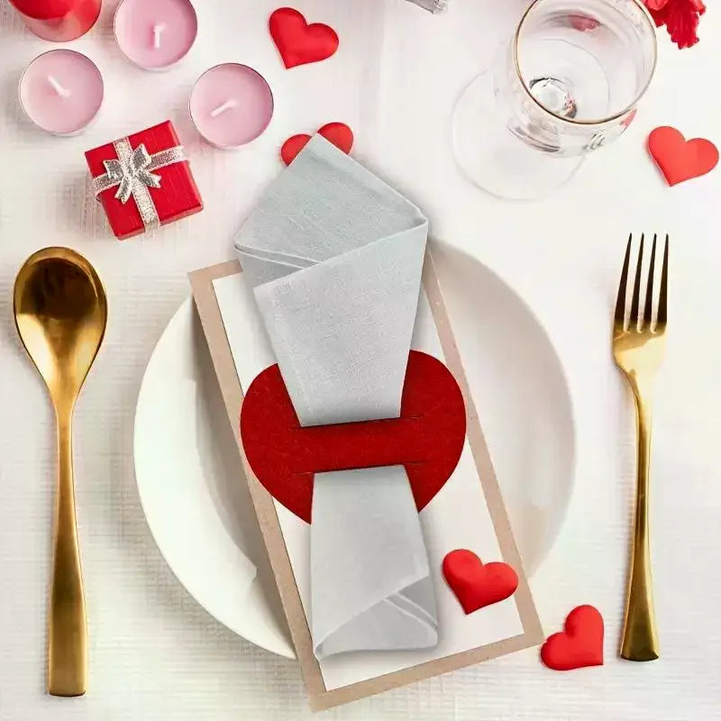 10pcs Heart-shaped Knife And Fork Covers, Valentine's Day And Birthday Party Decoration Items, Home Tabletop Ornaments Zpaxo